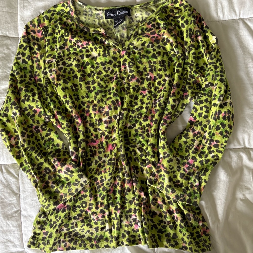 Y2K Green Leopard Long Sleeve 🐆